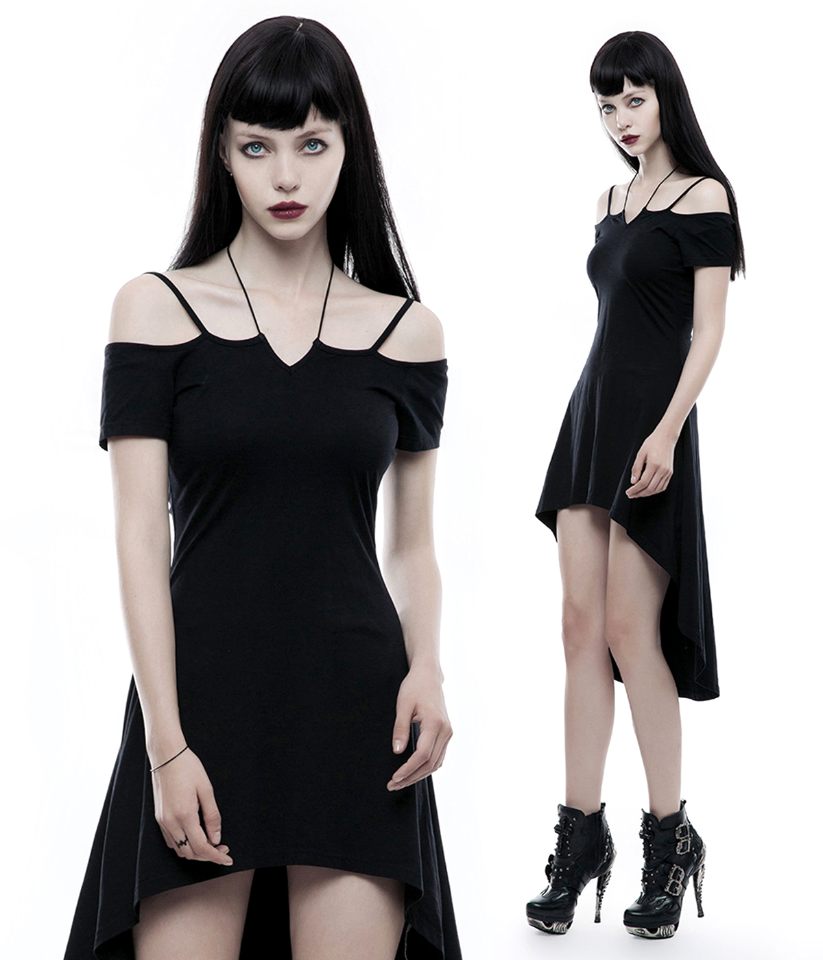 VESTIDO PUNK RAVE ASIMETRICO